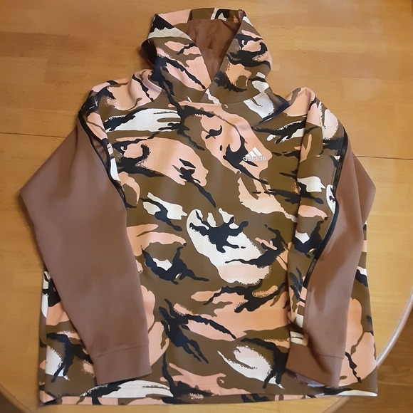 ADIDAS ALLOVER PRINT DESERT CAMOFLAGE HOODIE GQ2911 PULLOVER MENS XXL/2XL  EUC - Picture 4 of 16